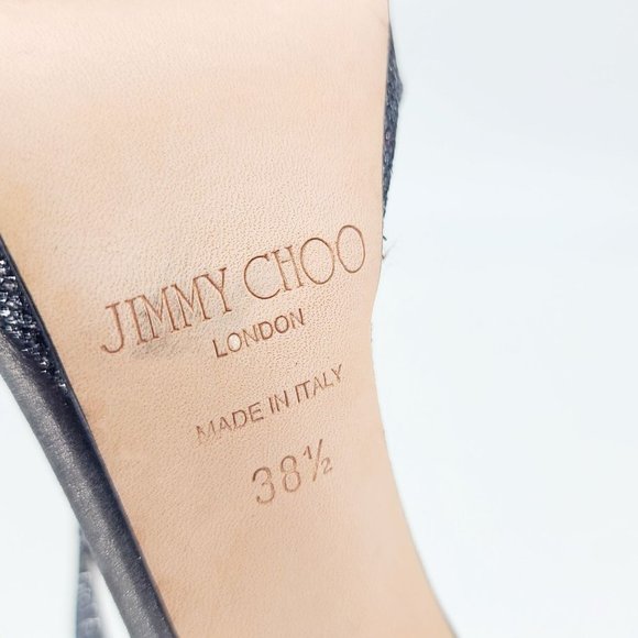 Jimmy Choo Sandals VISION Metallic Grey Crossover Sandals Size 38.5 - Picture 8 of 8